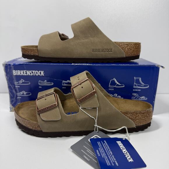 NIB • Birkenstock Arizona Soft Footbed Waxy Leather Size: 38 L7/M5- Normal Width - Picture 1 of 8